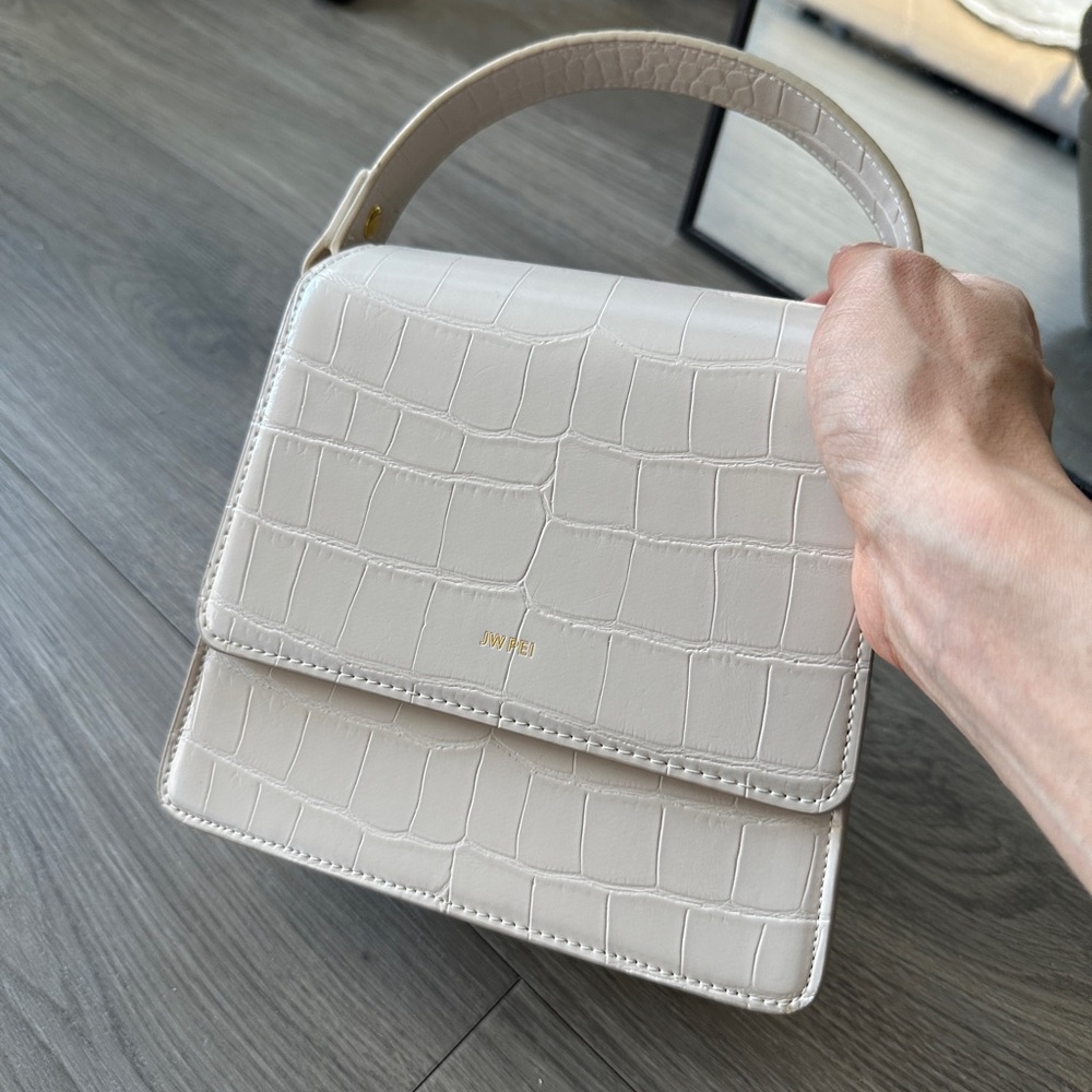 JW PEI Cream Croc-Embossed Mini Bag